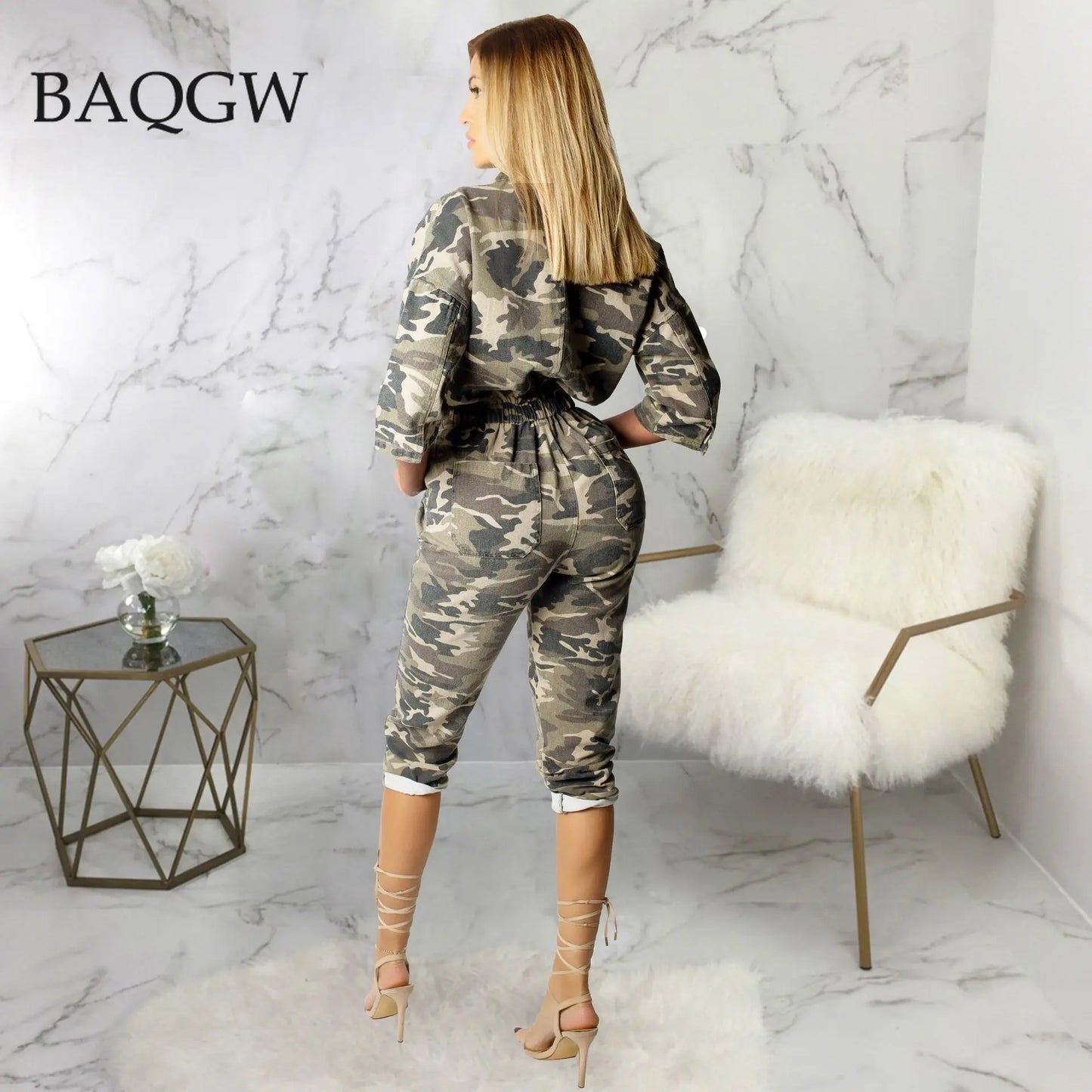 Damen Cargo Camouflage Overall Jumpsuit Army Streetwear Strampler Denim Bodysuit