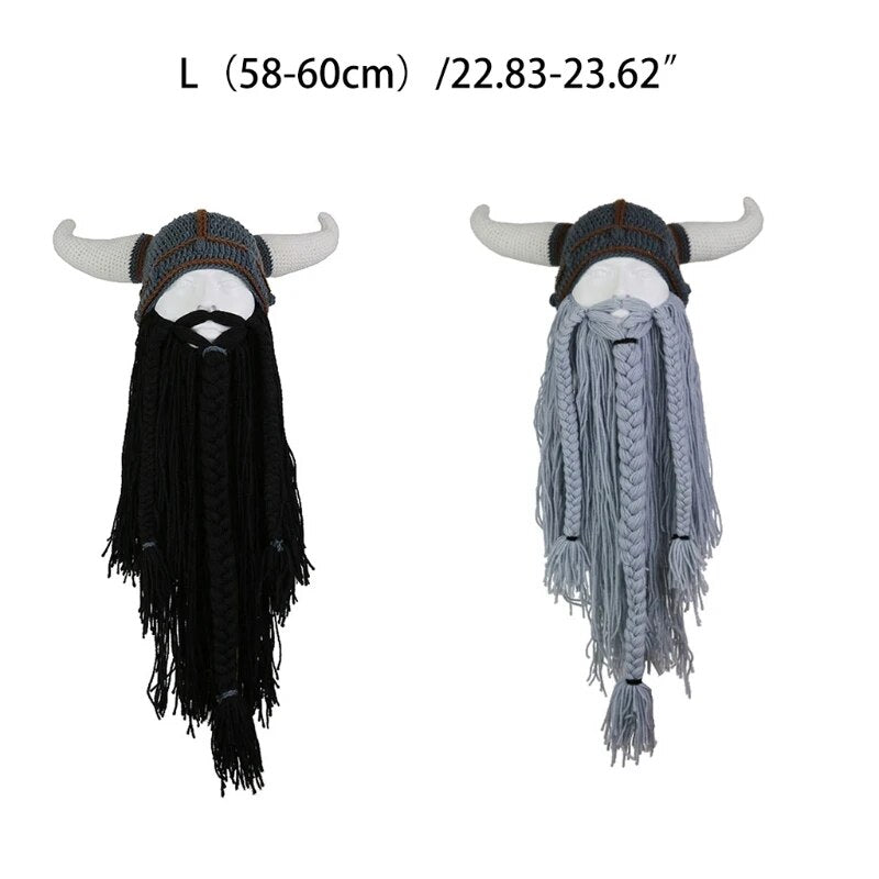 Warme Herren Damen Wintermütze Vikings Woll Mütze Strickmütze Kappe Hut Unisex