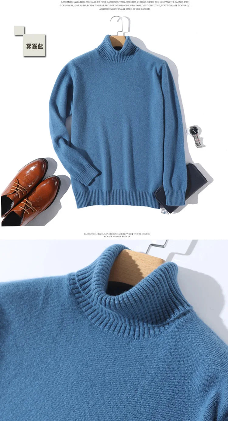 Herren Rollkragen Pullover Sweatshirt Langarm Pulli Sweater Shirt 100% Kaschmir