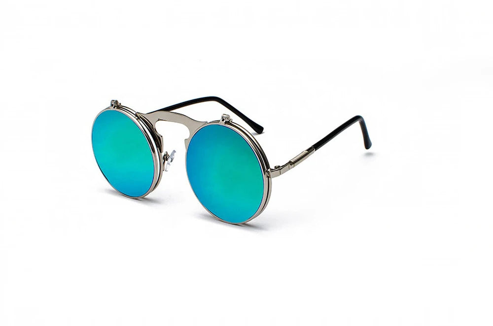 Damen Sonnenbrille Luxus Modische runde Herren Flip Brille Vintage UV400