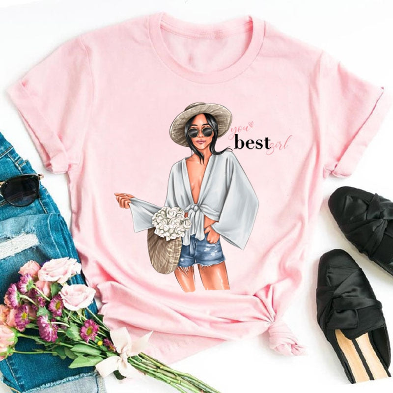 Damen Sommer Top 3D Shut Up T-Shirt Rundhals Streetwear lockeres Damentop