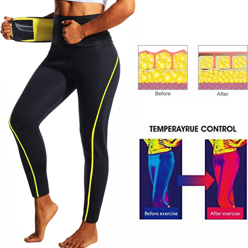 Damen Neopren Sauna Hose Schwitzhose Yogahose Thermoeffekt Abnehmen Hose Leggins