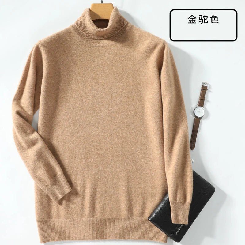 Herren Rollkragen Pullover Sweatshirt Langarm Pulli Sweater Shirt 100% Kaschmir