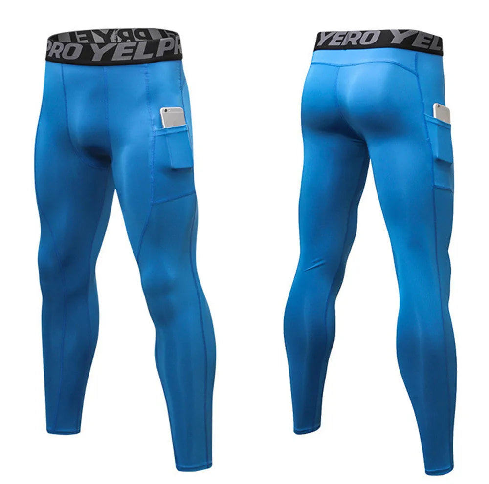 Pantaloni a Compressione da Uomo Leggings Calcio Corsa Palestra Leggins Calza