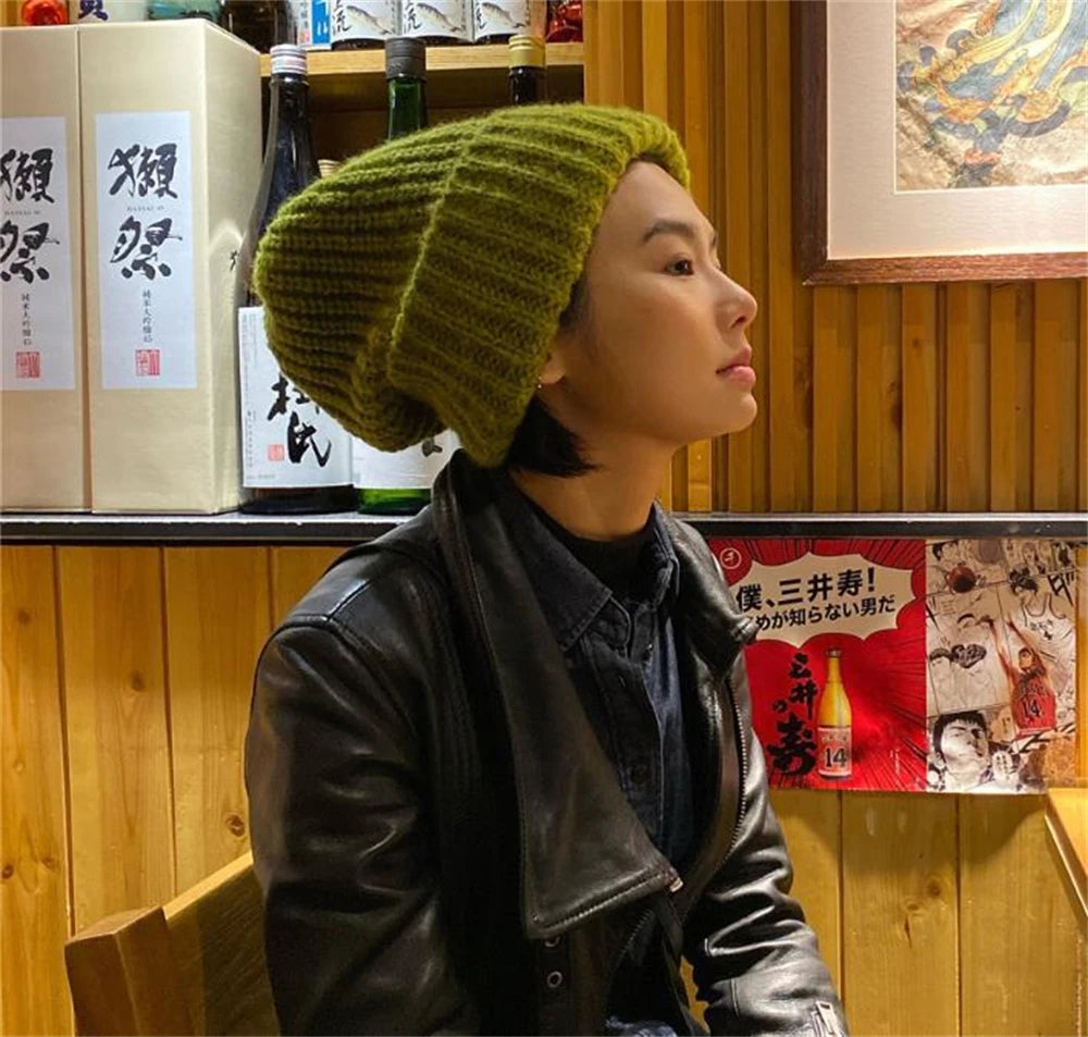 Winter Gestrickte frauen Hüte Schloss Temperatur Warme Unisex Caps Haut-freundliche Weiche Großen Kopf Woolen Beanie Kleidung Zubehör