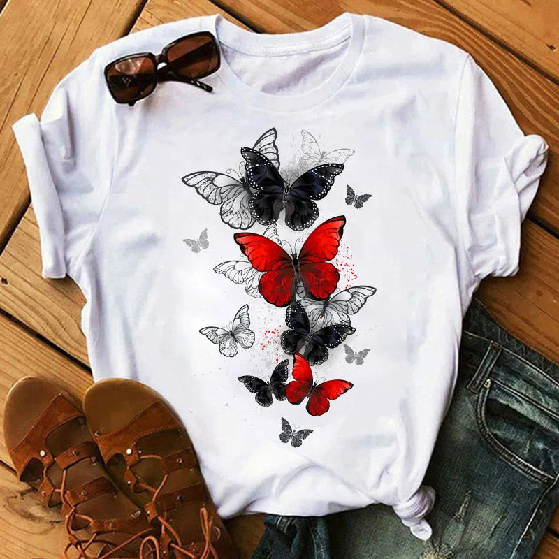 Damen Sommer Top Fahrrad T-Shirt Rundhals Streetwear lockeres Damentop Mädchen