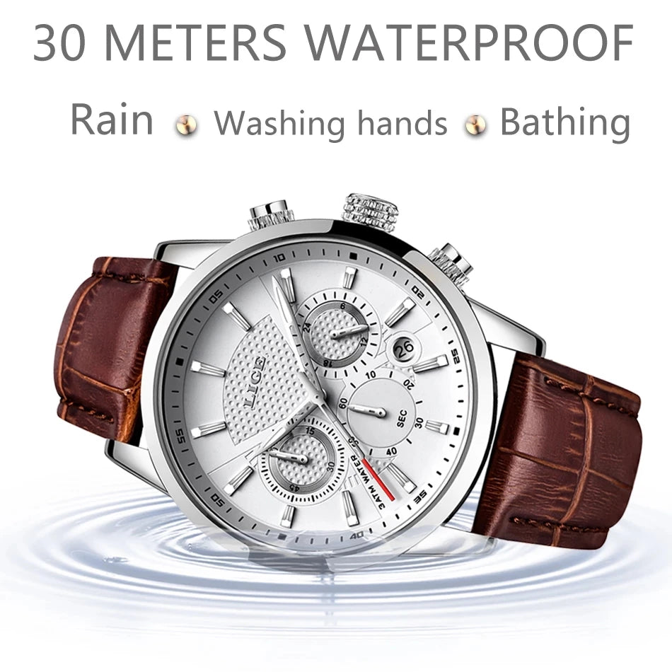 Herren Armbanduhr Digital Uhr Silber Edelstahl LED Quarzuhr Luxus Chronograph