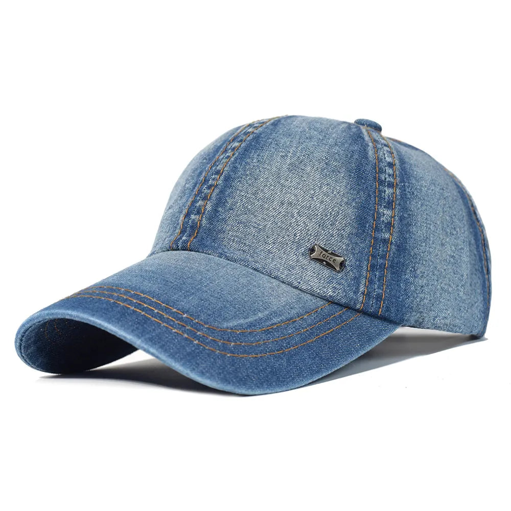 Jeans Cappy Denim Look Basecap Cap Kappe gebogen Damen Mütze Männer