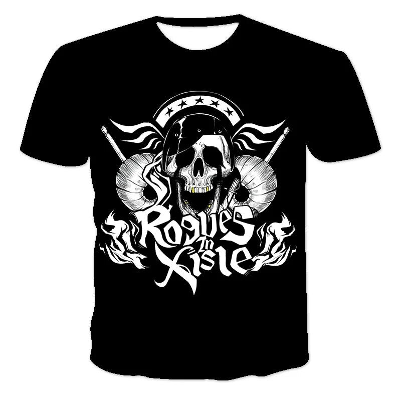 Fashion Herren Rock Band 3D T-Shirt Rundhals Unisex Sommer Streetwear