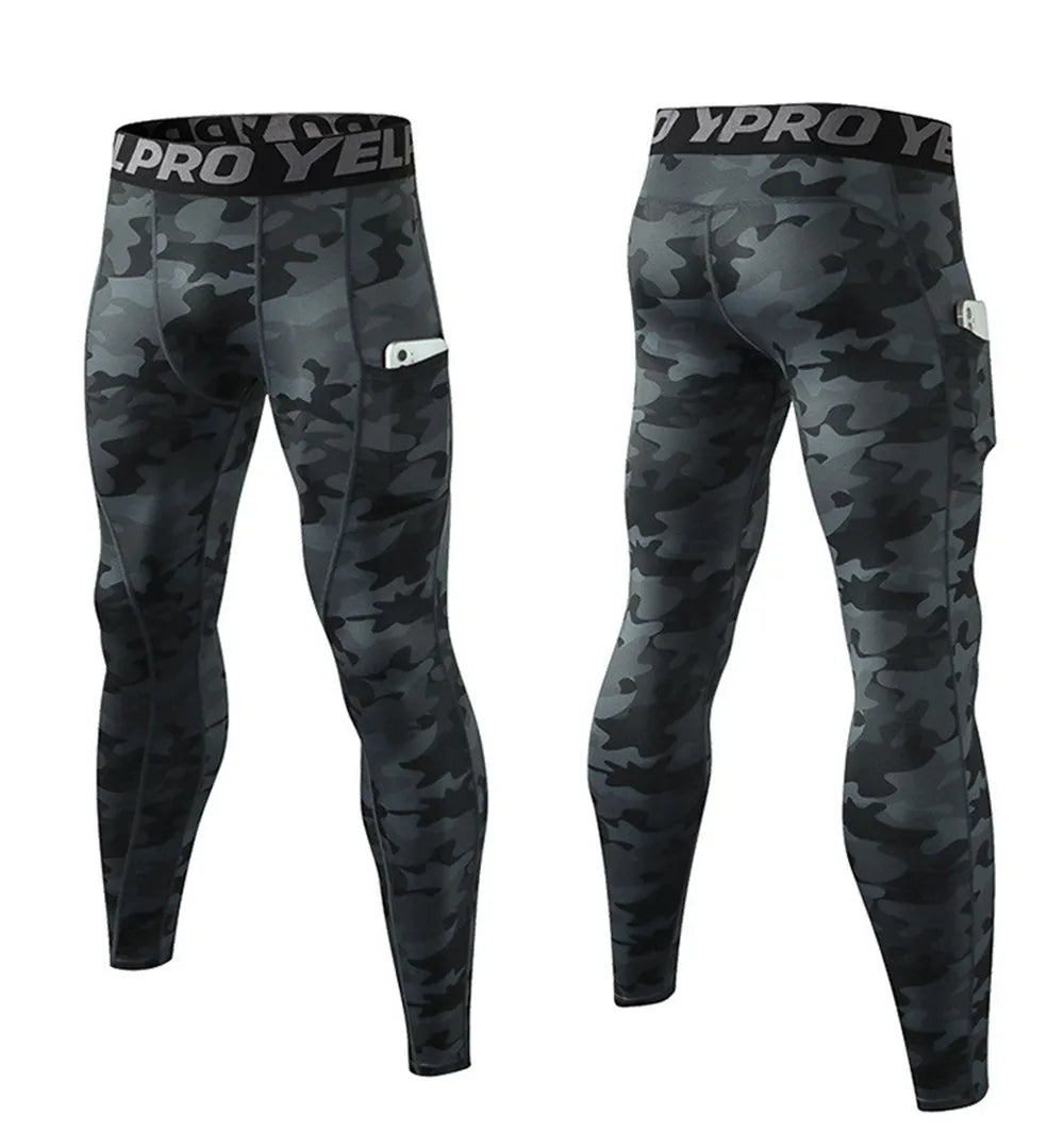Pantaloni a Compressione da Uomo Leggings Calcio Corsa Palestra Leggins Calza