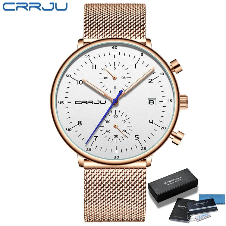 Herren Armbanduhr Silber Edelstahl Quarzuhr Chronograph Military Business Uhr