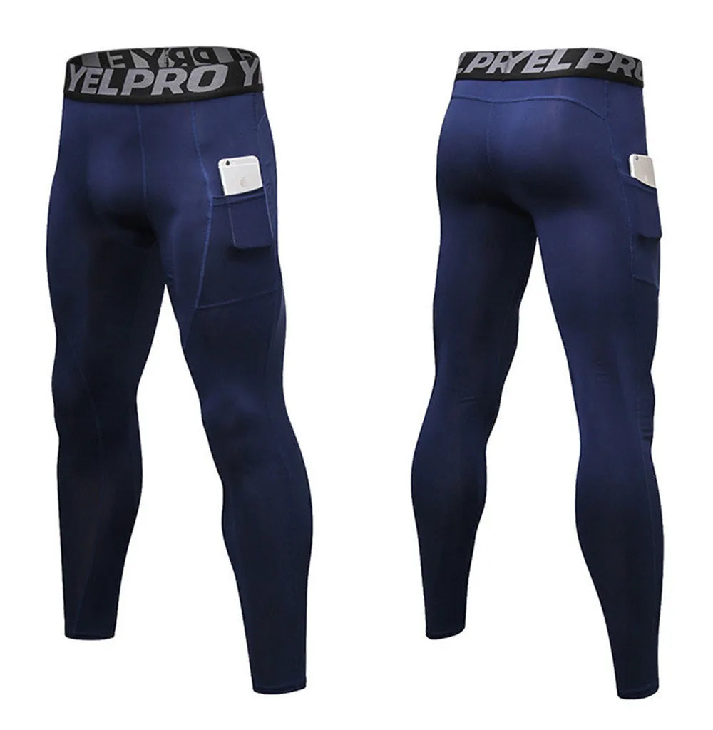Pantaloni a Compressione da Uomo Leggings Calcio Corsa Palestra Leggins Calza