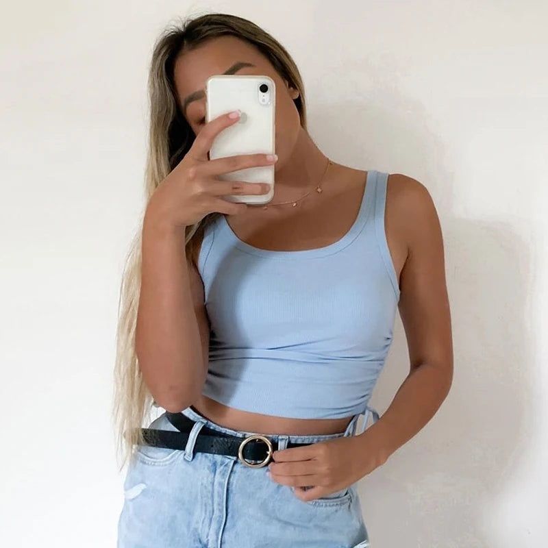 Damen Top Ärmellose Neckholder-Top Tank Top Shirt Trägertop Oberteil Blusen