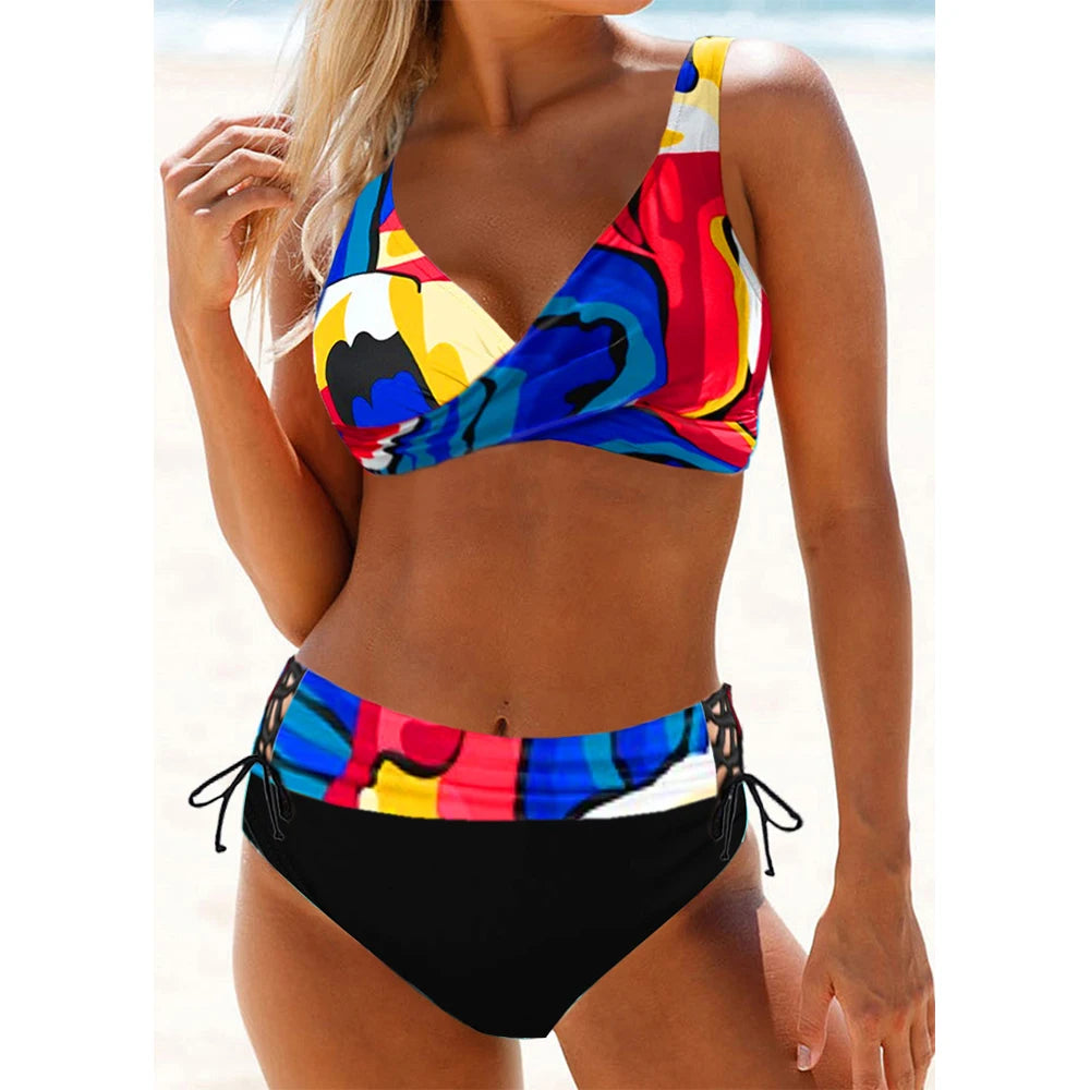 Damen Bademode Böhmisch Brasilianischer Bikini Set Sexy Push Up Tanga Badeanzug
