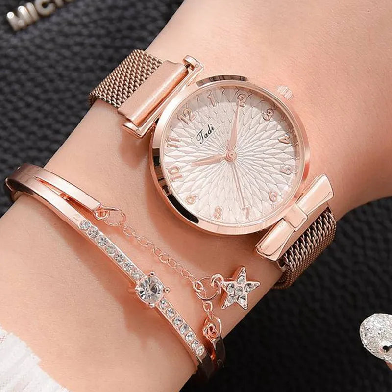 Damen Armbanduhr Quartz Uhr Armband Set Fashion Classic Luxus Business Schmuck