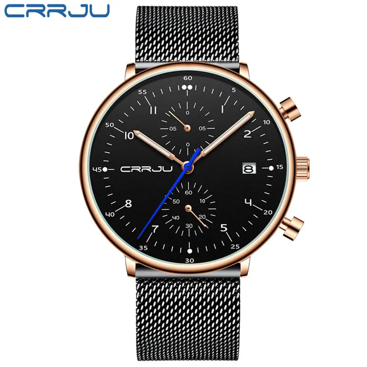 Herren Armbanduhr Silber Edelstahl Quarzuhr Chronograph Military Business Uhr