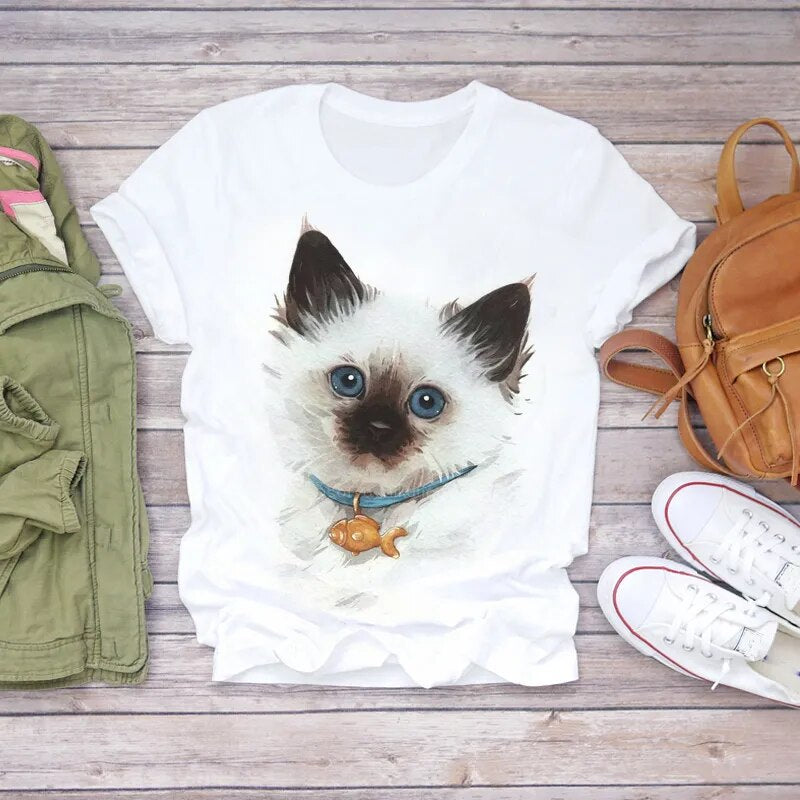 Damen Sommer Top 3D Nutella T-Shirt Rundhals Streetwear lockeres Damentop