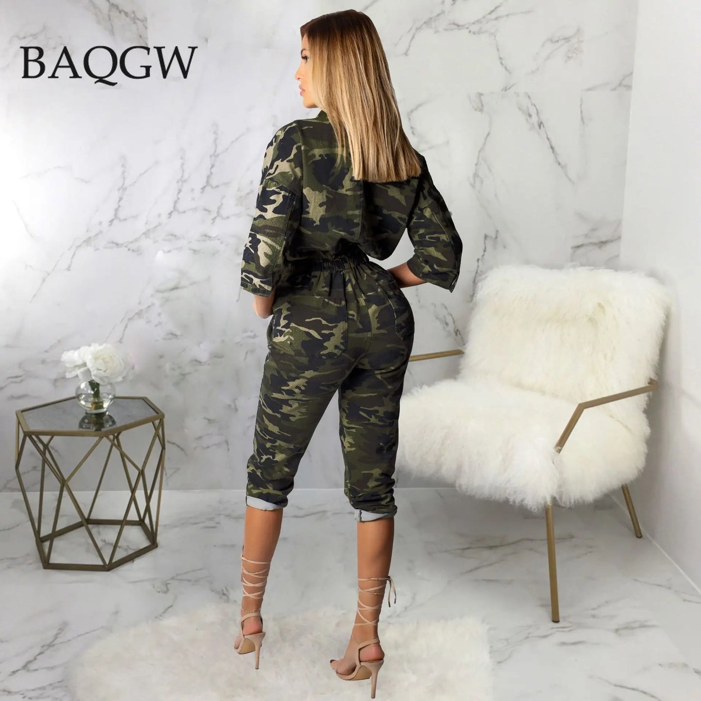 Damen Cargo Camouflage Overall Jumpsuit Army Streetwear Strampler Denim Bodysuit