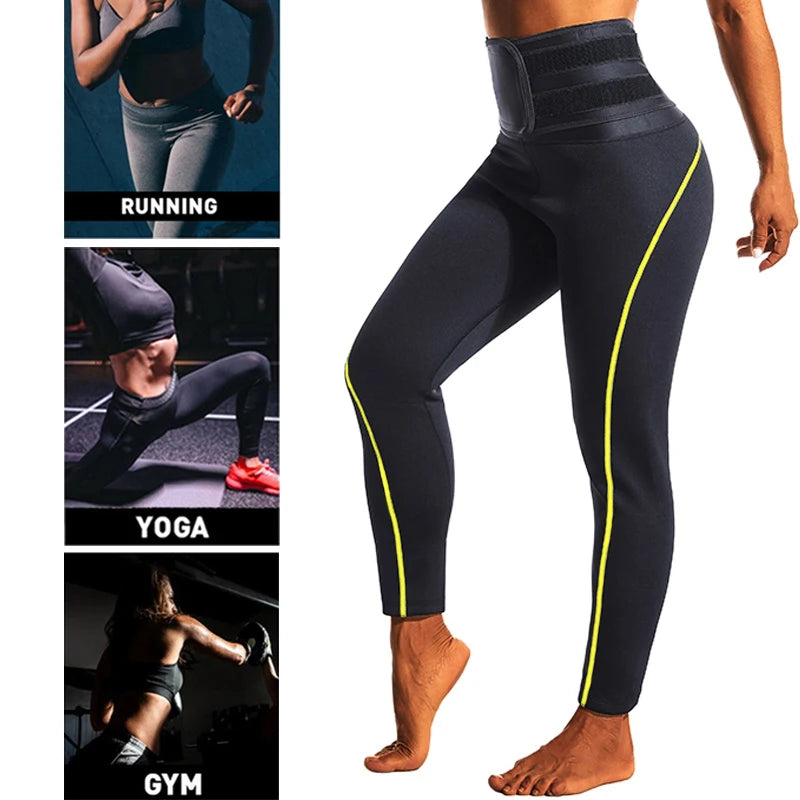 Damen Neopren Sauna Hose Schwitzhose Yogahose Thermoeffekt Abnehmen Hose Leggins