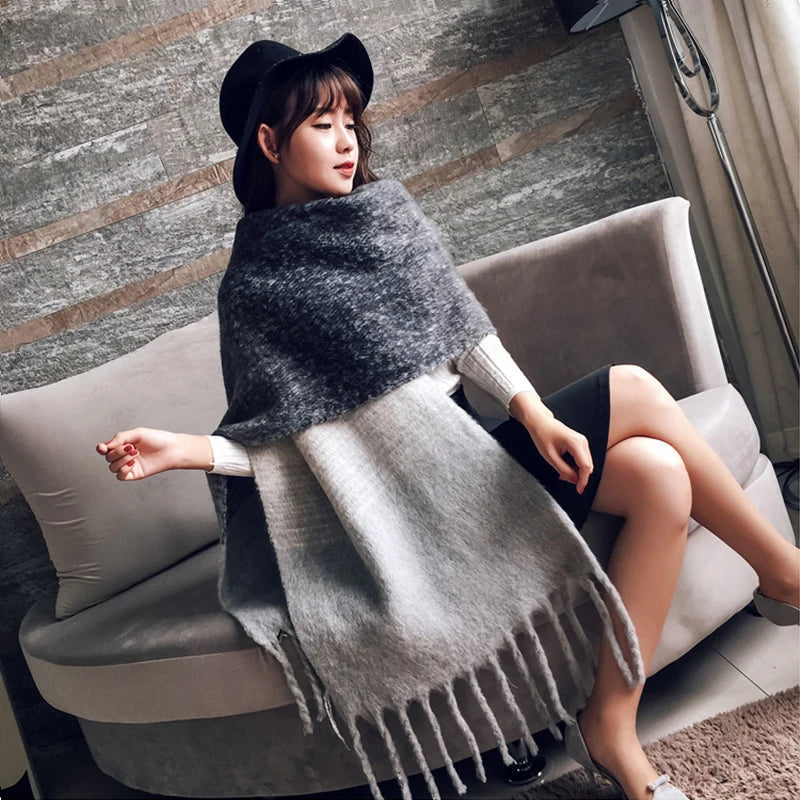Damen Winterschal Viskose Stola Schlauchschal Halstuch Strickschal Loop Schal