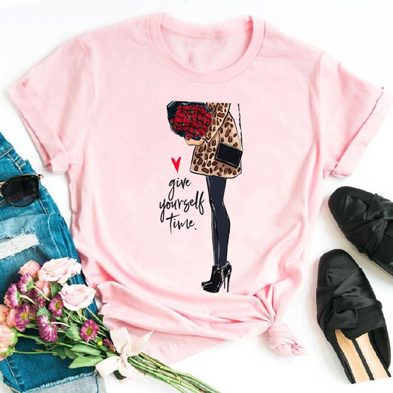 Damen Sommer Top 3D Shut Up T-Shirt Rundhals Streetwear lockeres Damentop