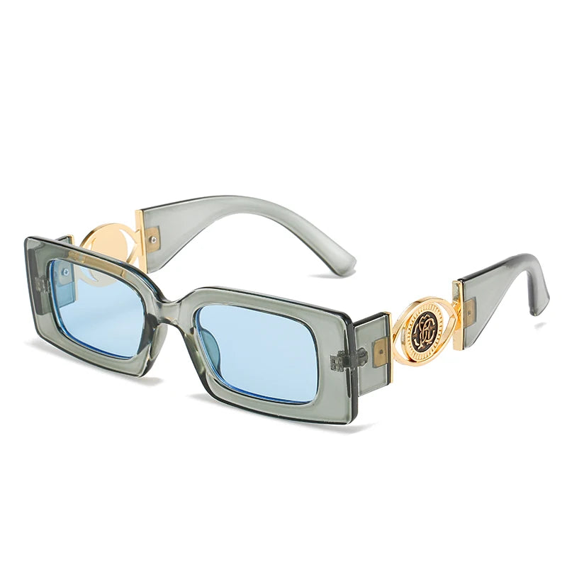 Luxus Sonnenbrille Damen Herren Brille Rechteck Gläser Pilotenbrille UV400