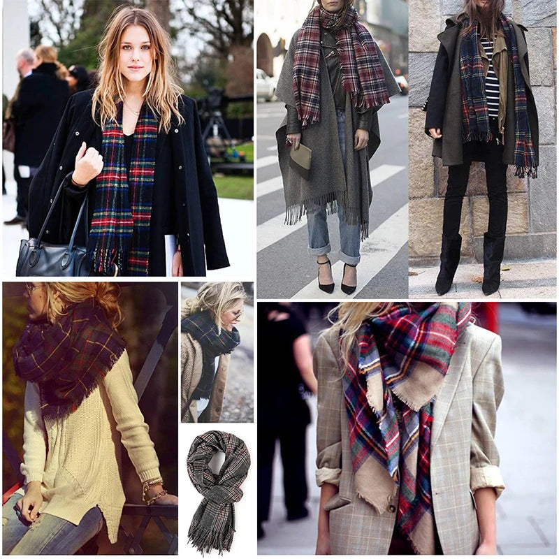 Damen Schal Winterschal Stola Schlauchschal Halstuch Wollschal Strickschal Loop