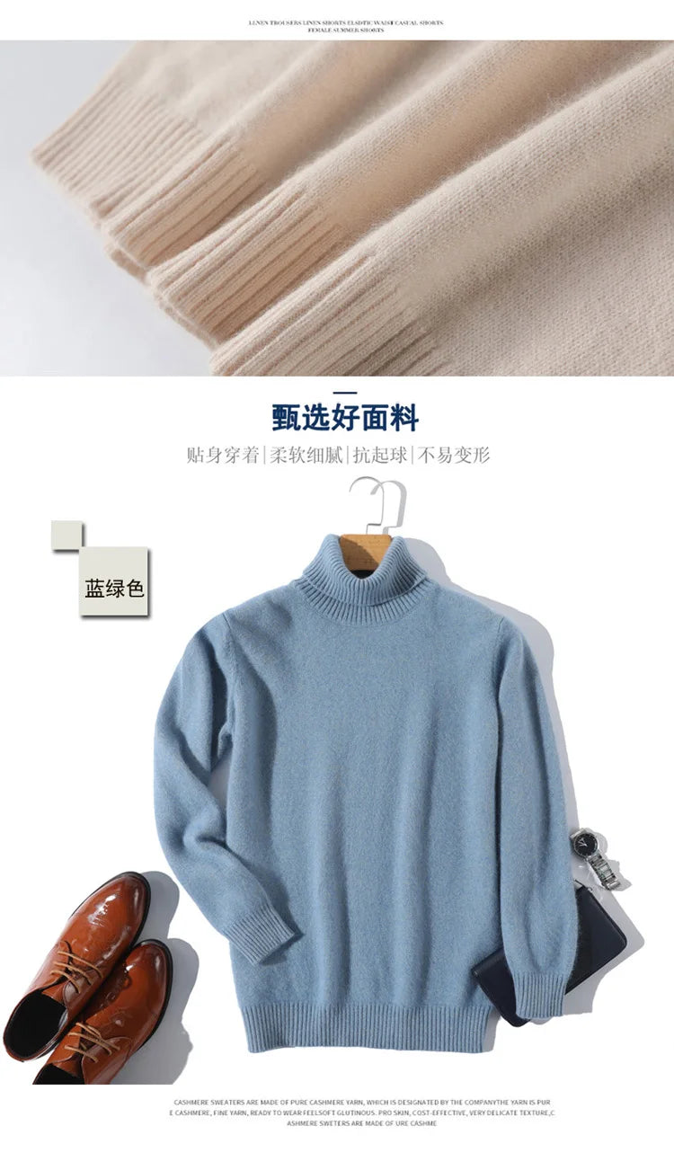 Herren Rollkragen Pullover Sweatshirt Langarm Pulli Sweater Shirt 100% Kaschmir