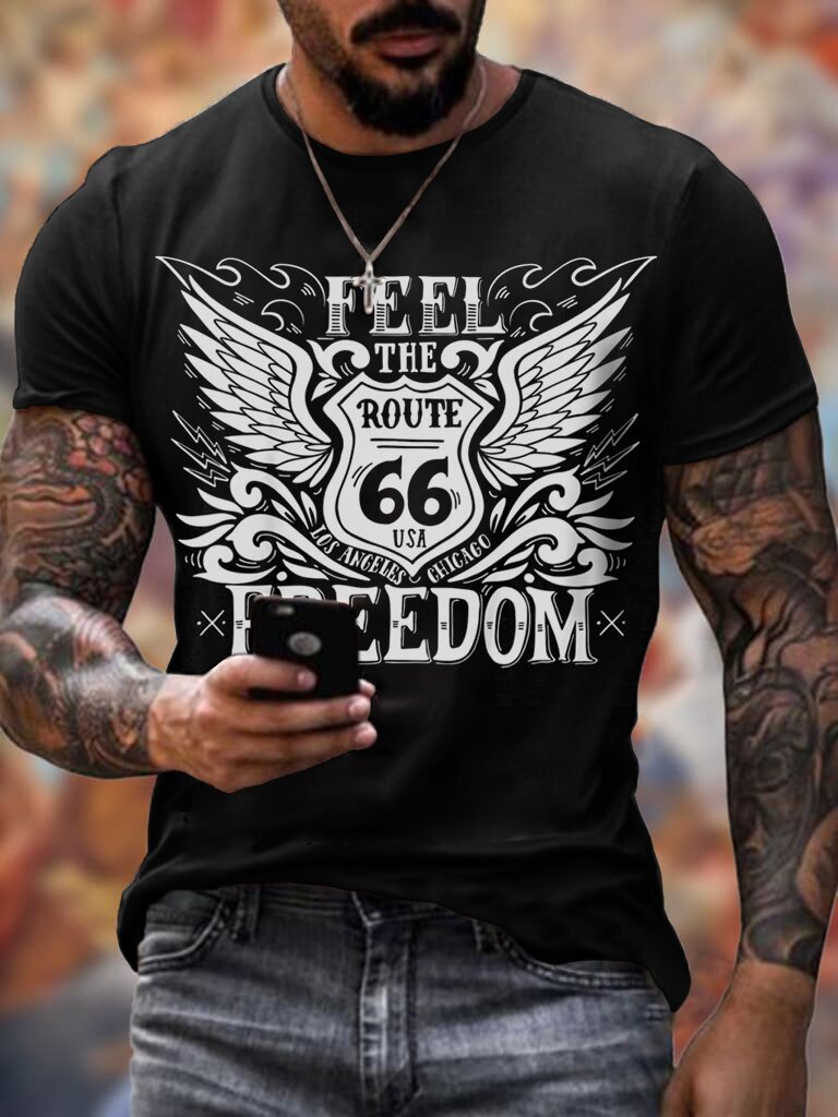 Herren Fashion Vintage Biker 3D T-Shirt Rundhals Unisex Sommer Streetwear