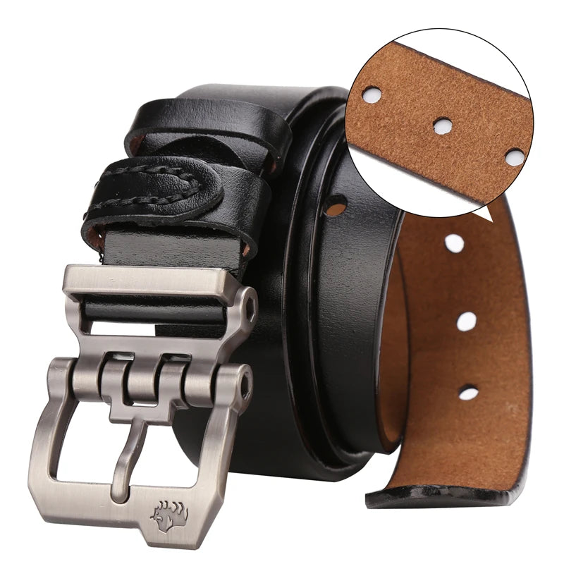 BISON DENIM Echtes Leder Gürtel Für Männer Geschenk Designer Jeans Gürtel männer Hohe Qualität Rindsleder Persönlichkeit Schnalle Vintage N71223
