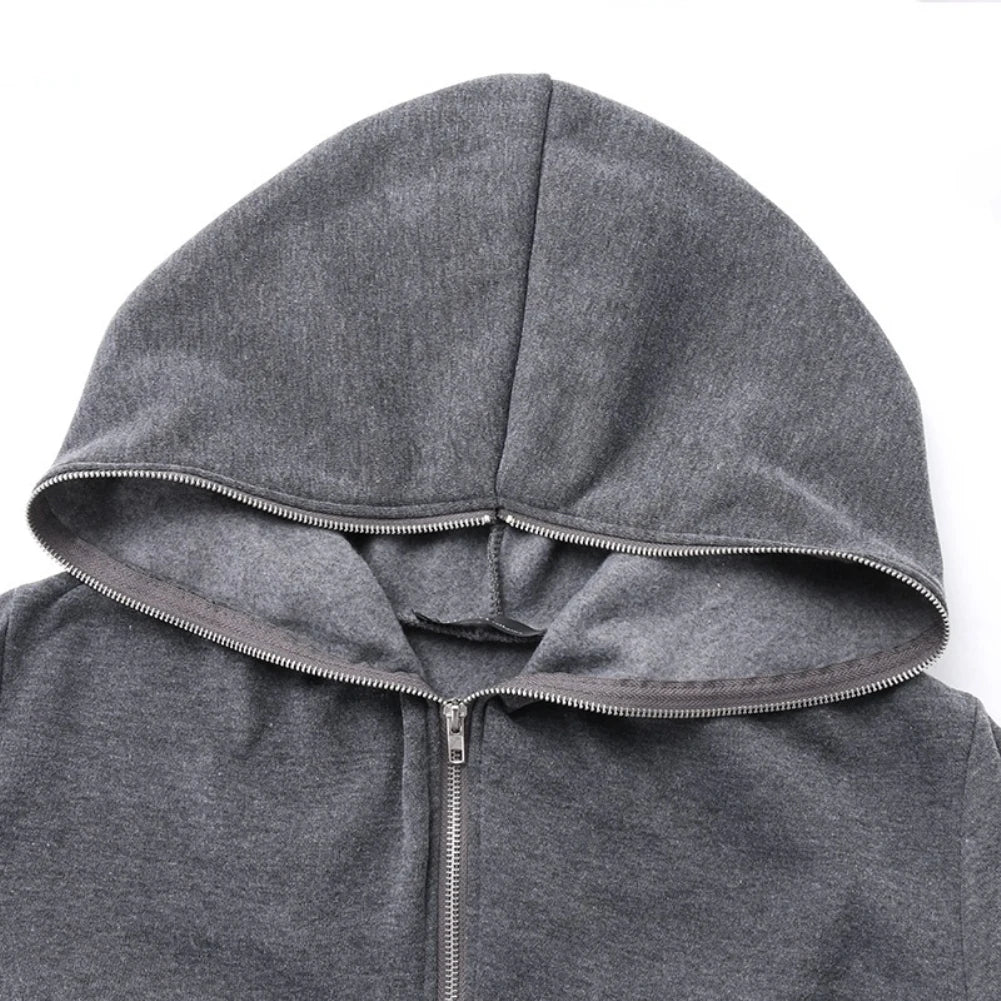 Damen Hoodie Kapuzenpullover Langer Mantel Jacke Zipper Pullover Streetwear