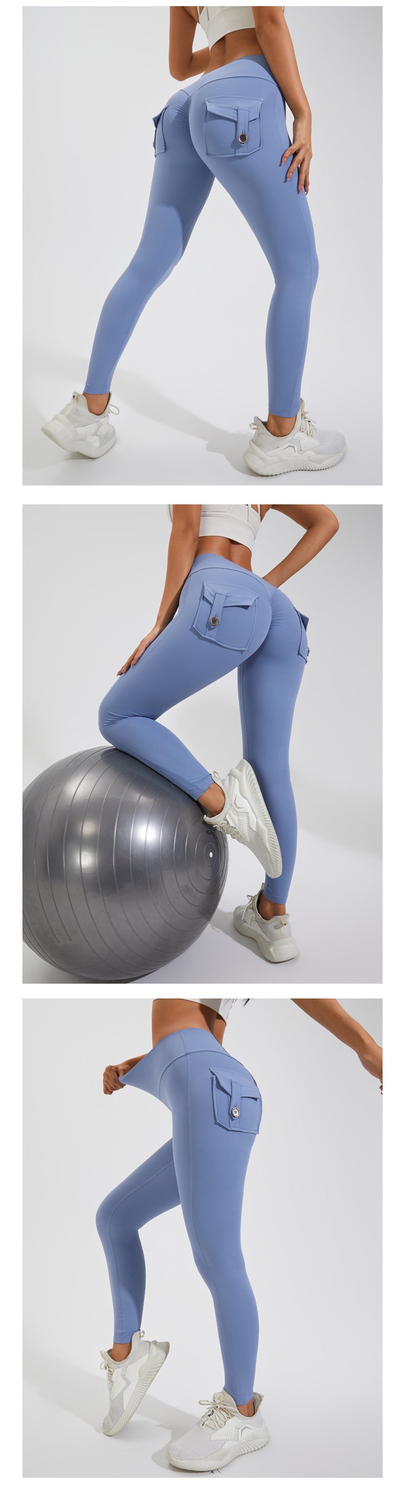 Damen Leggings Push Up Stretch Leggins Yoga Fitness Hose m Tasche Sexy Gym Wear
