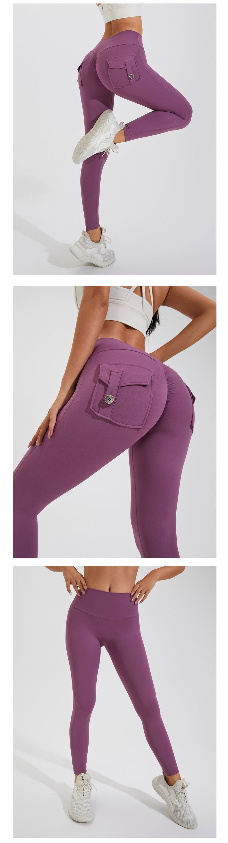 Damen Leggings Push Up Stretch Leggins Yoga Fitness Hose m Tasche Sexy Gym Wear