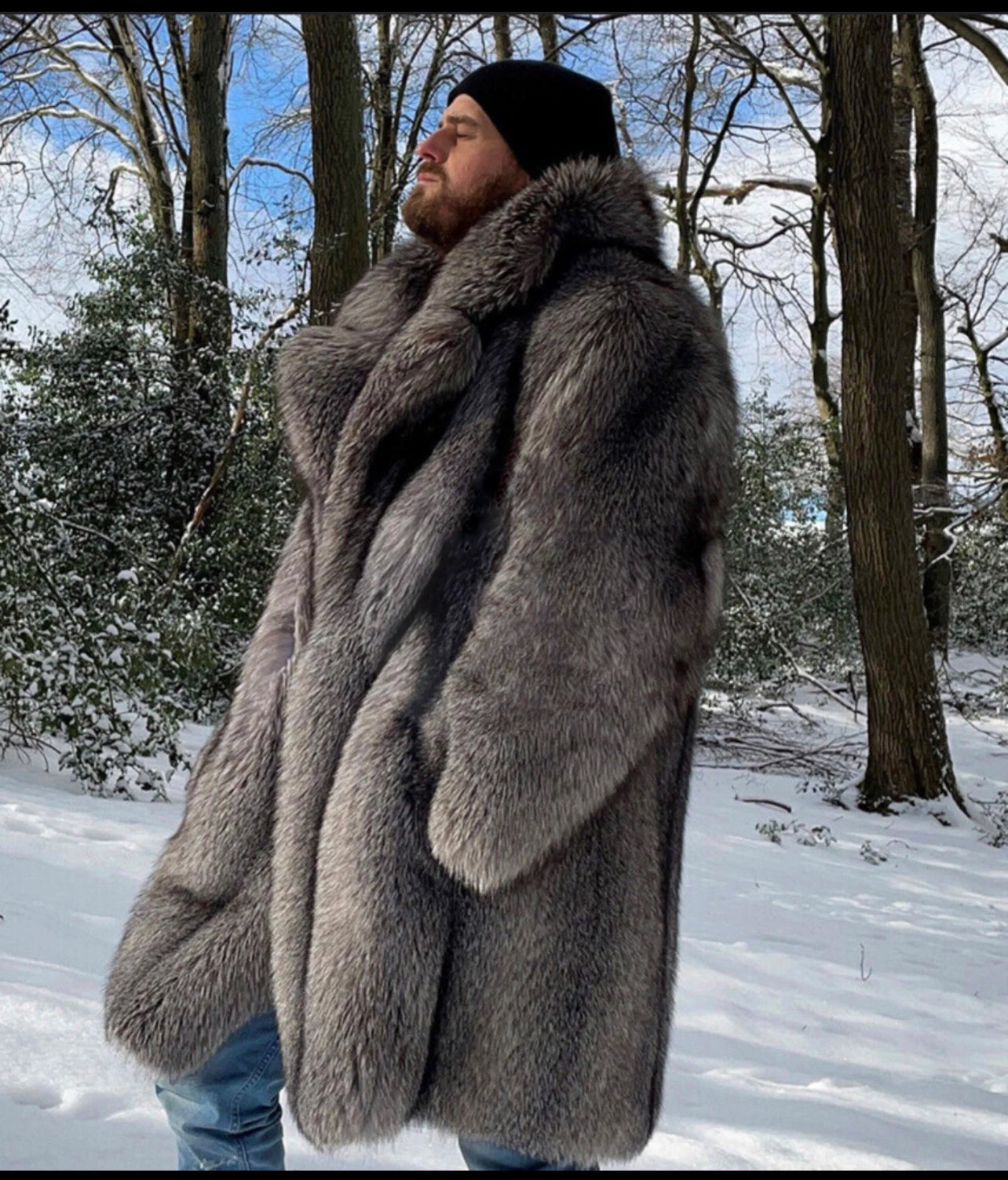 Herren Wintermantel Pelzmantel Kunstpelzmantel Herrenmantel Kunstpelz Mantel