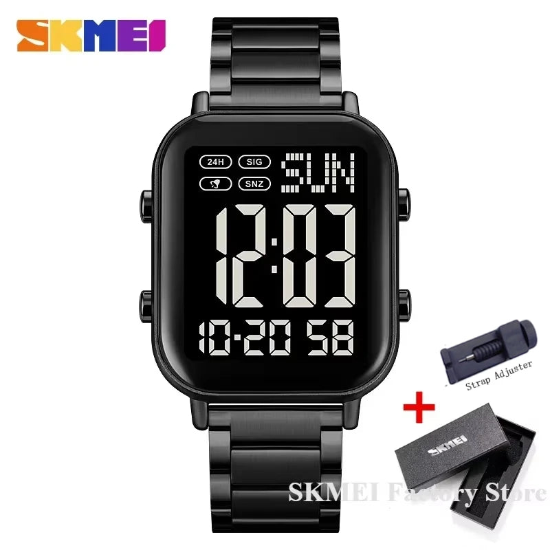 Herren Armbanduhr Digital Uhr Silber Edelstahl Quarzuhr Luxus Chronograph
