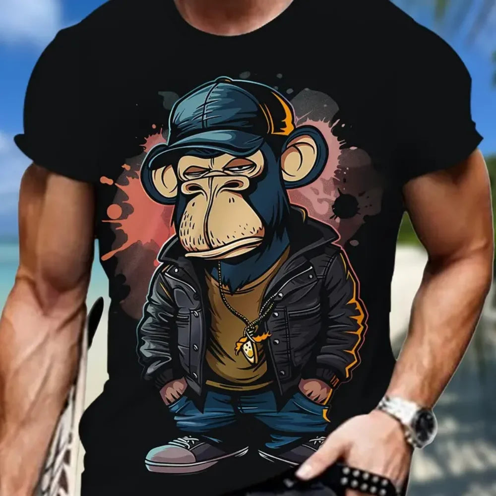 Neue Trend Affe Muster männer Kleidung Sommer Mode Atmungsaktive männer Top Vielseitig männer T-Shirt Casual Männer Kurzarm t