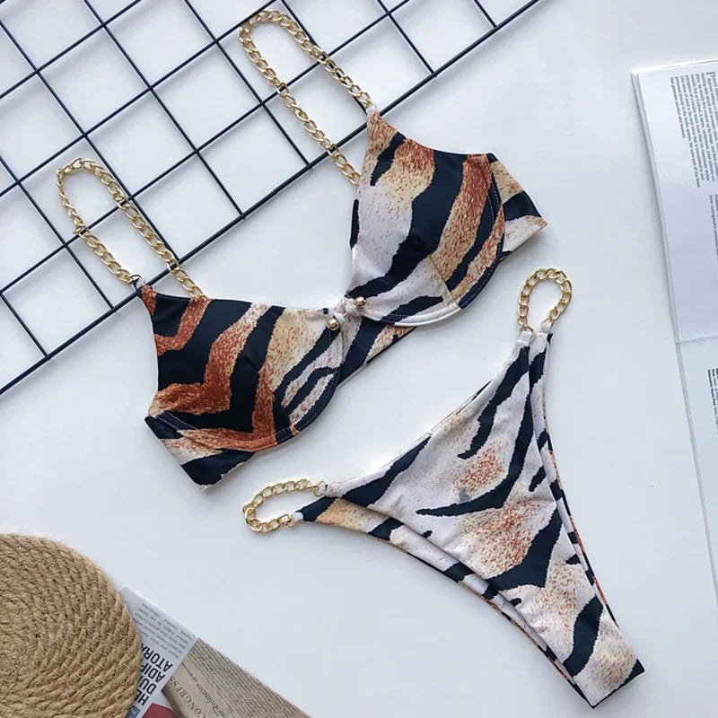 Frauen Bademode High Cut Bikini Set Sexy Push Up Badeanzug Damen Tanga Swimwear