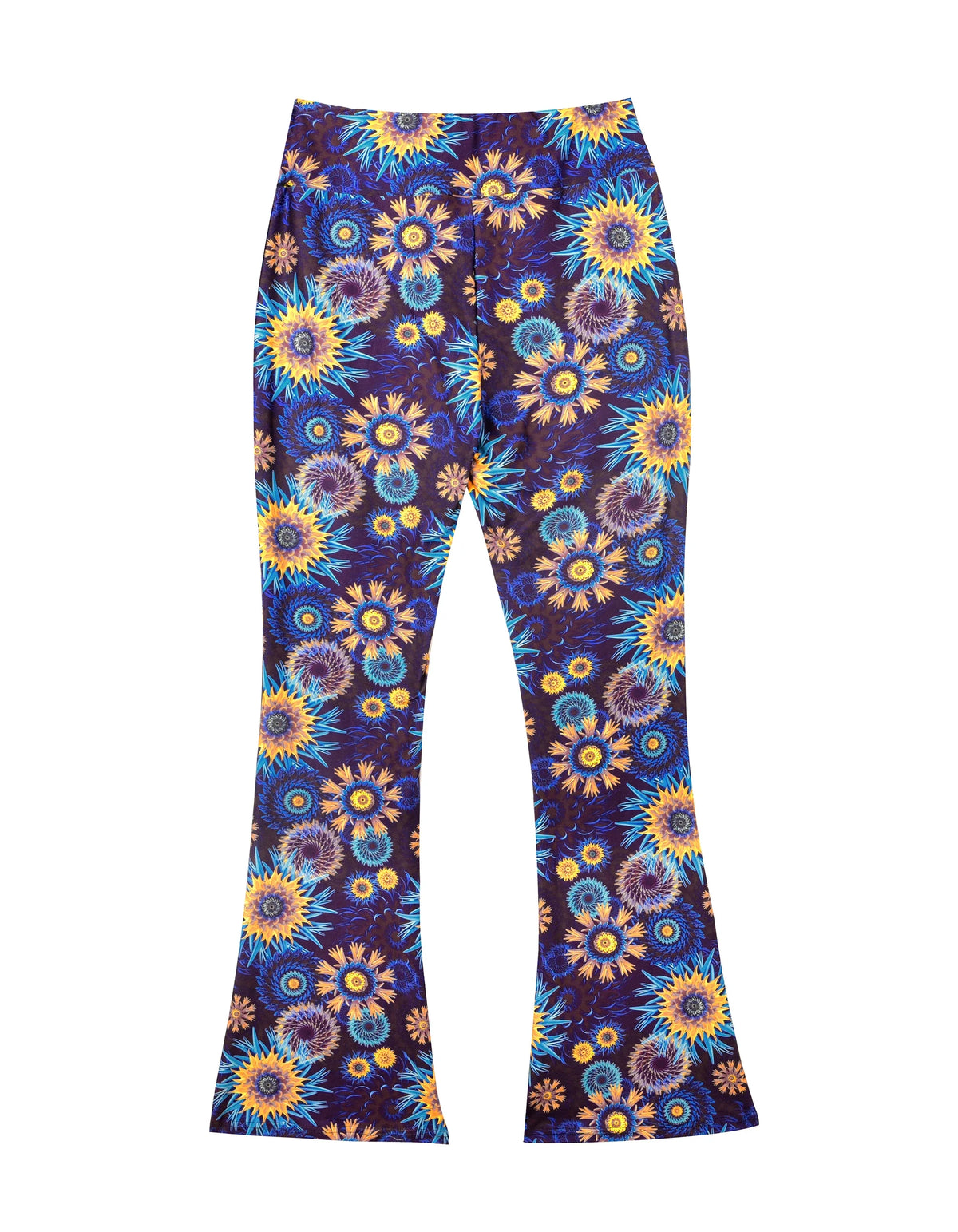 Damen Yoga Hose Bootcut Hüftjeans Schlaghose Flared Leggins Flower Power Retro