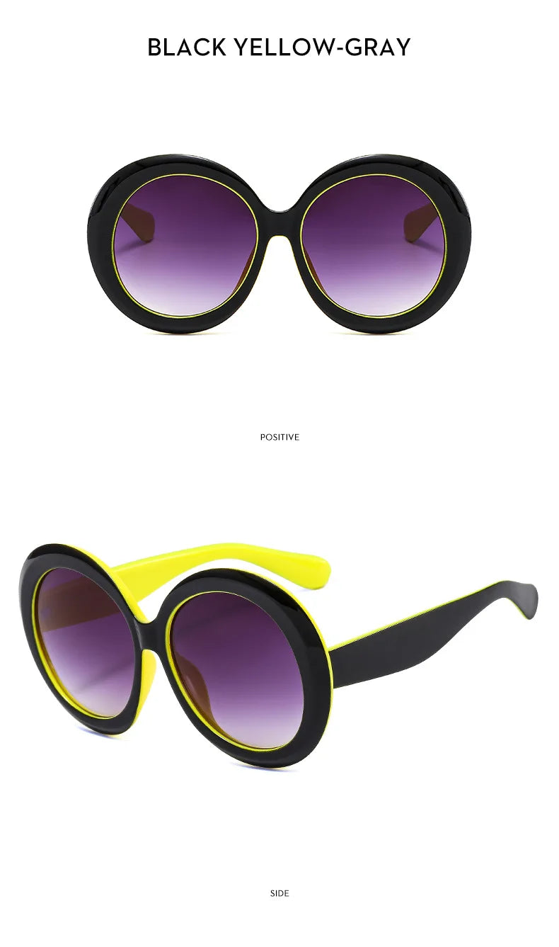 JNPCXI Übergroße Runde Sonnenbrille Frauen Männer Luxus Marke Großen Rahmen Sonnenbrille Brille Große Shades Unisex Reiten Brillen