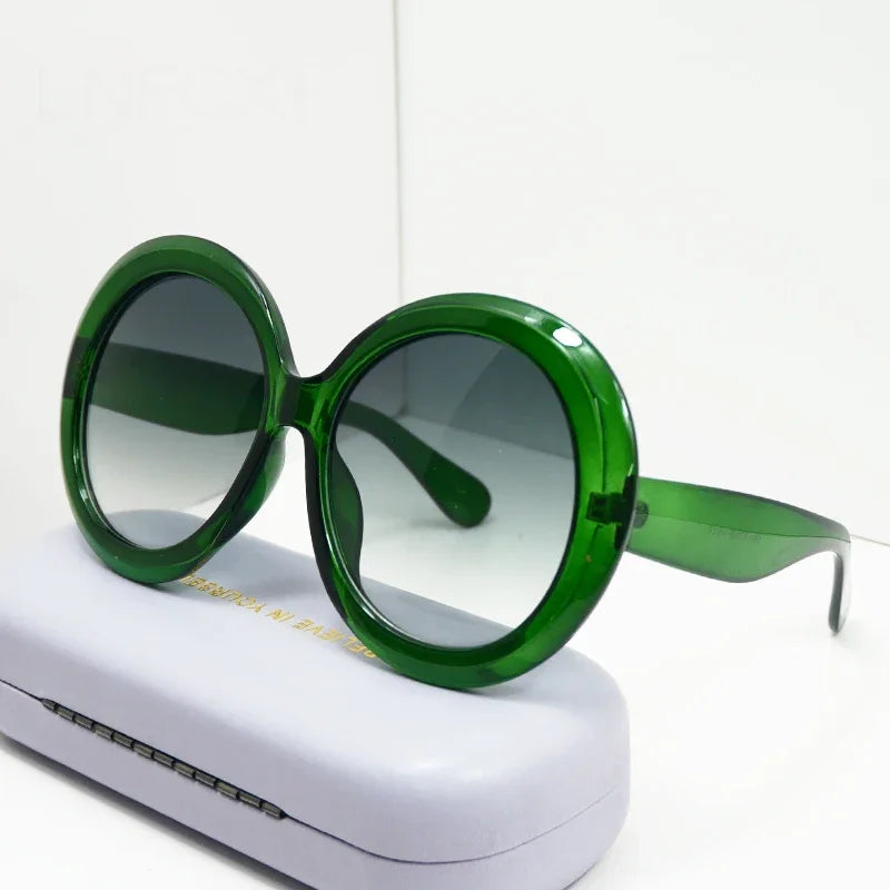 JNPCXI Übergroße Runde Sonnenbrille Frauen Männer Luxus Marke Großen Rahmen Sonnenbrille Brille Große Shades Unisex Reiten Brillen