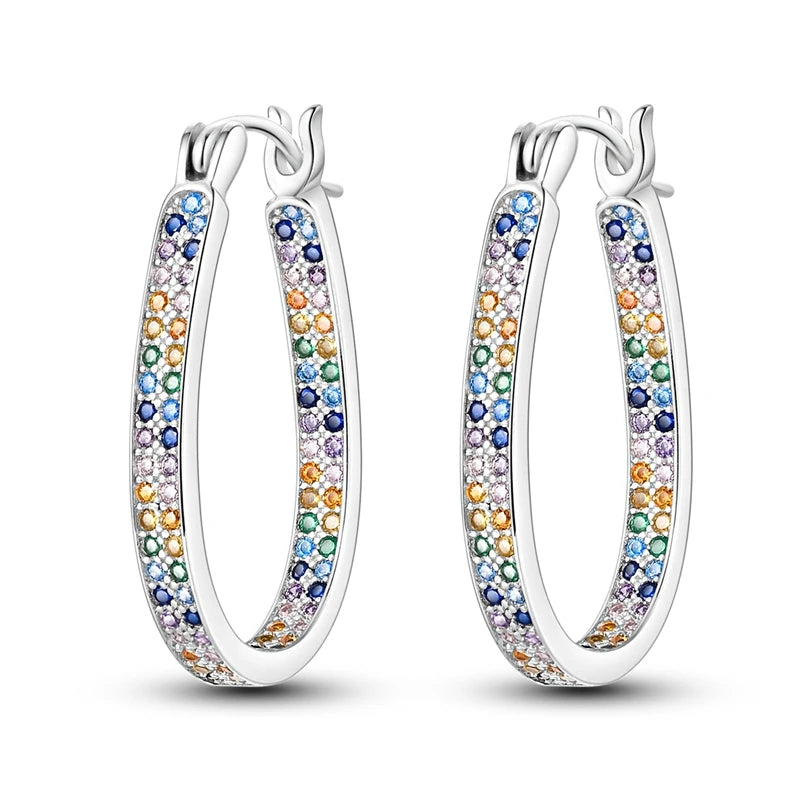 Creolen 925 Silber Ohrringe Zirkonia | Hypoallergen | Luxus Ohrstecker Geschenk