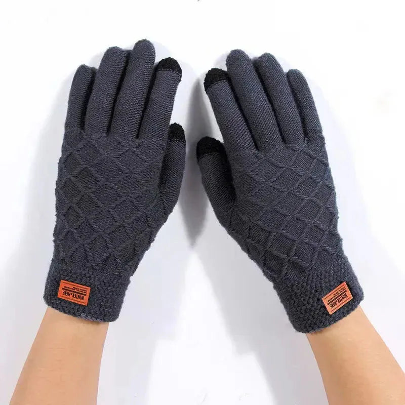 Damen Handschuhe Herbst Winter Gestrickte Damenhandschuhe Fäustlinge Touchscreen
