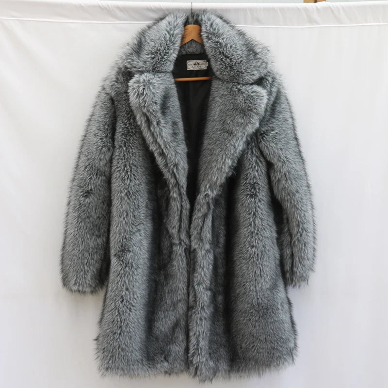 Herren Wintermantel Pelzmantel Kunstpelzmantel Herrenmantel Kunstpelz Mantel