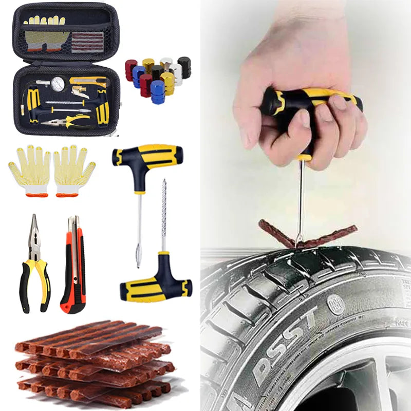 Auto Reifenreparatur Set PKW Pannenset Flickzeug + Zange Reparatur-Set Motorrad