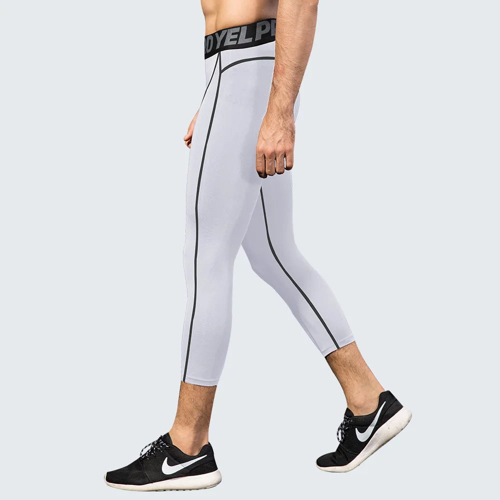 Pantaloni a Compressione da Uomo Leggings Calcio Corsa Palestra Leggins Calza