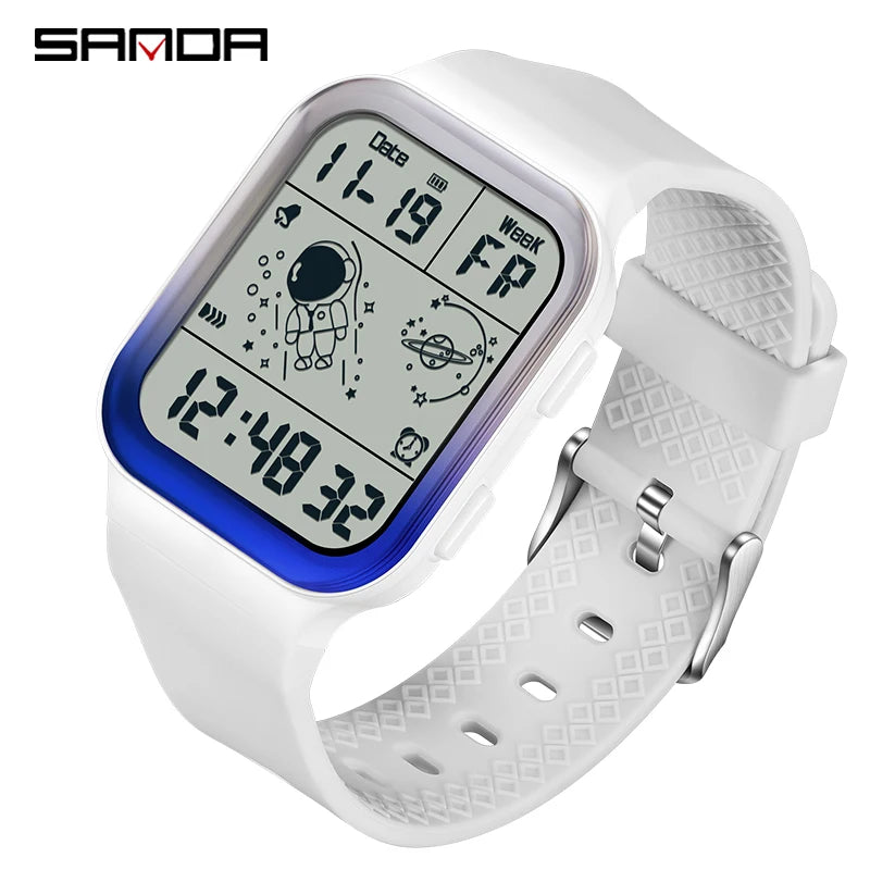 Herren Armbanduhr Digital Uhr Silber Edelstahl Quarzuhr Luxus Chronograph