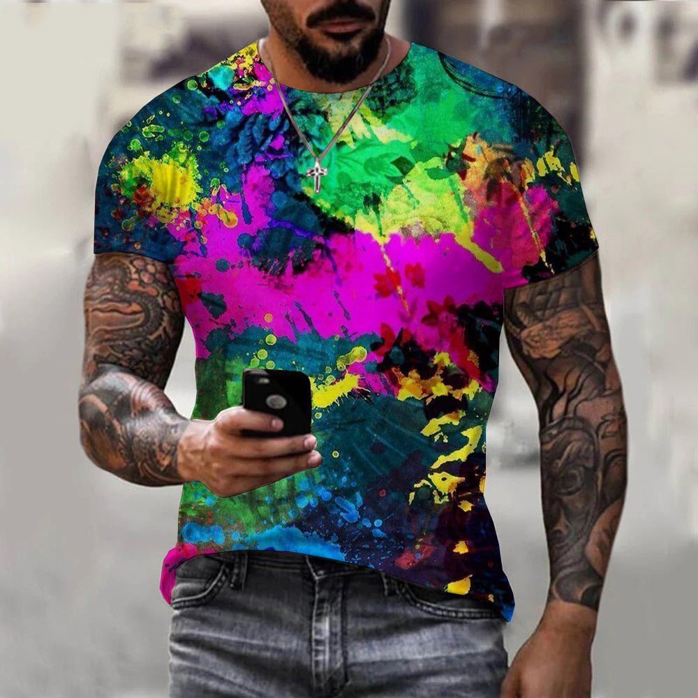 Herren Fashion Vintage 3D T-Shirt Rundhals Unisex Sommer Streetwear