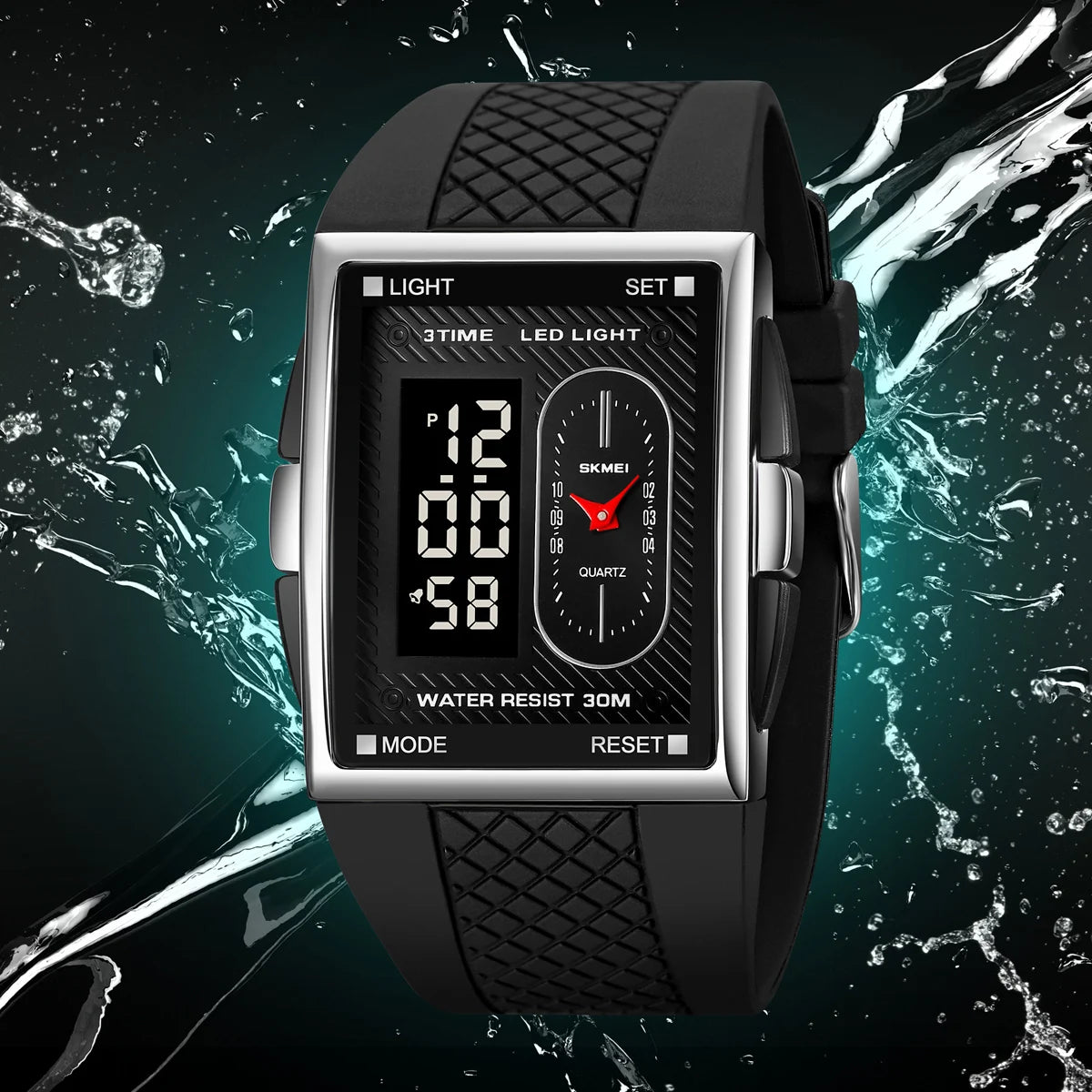 Herren Armbanduhr Digital Uhr Silber Edelstahl LED Quarzuhr Luxus Chronograph