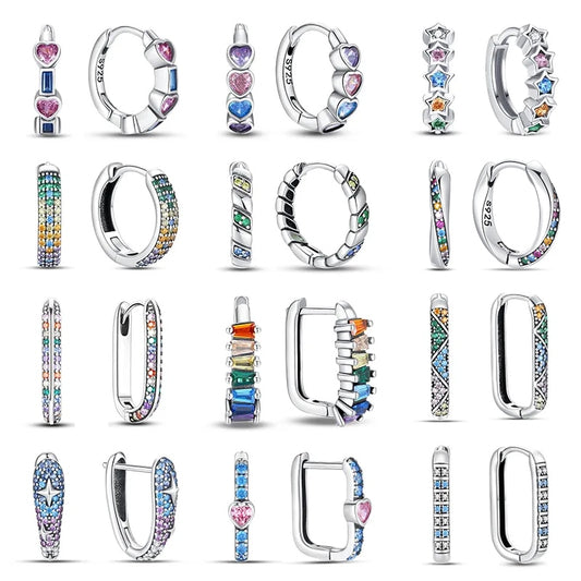 1 Paar Creolen aus 925 Sterling Silber Ohrringe Zirkonia Ohrstecker NEU