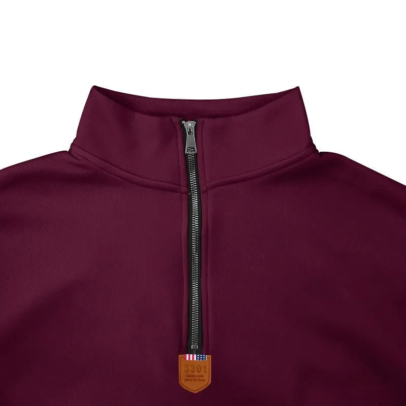 Herren Pullover Sweatshirt Troyer Pulli Sweater Stehkragen Zipper Langarmpulli